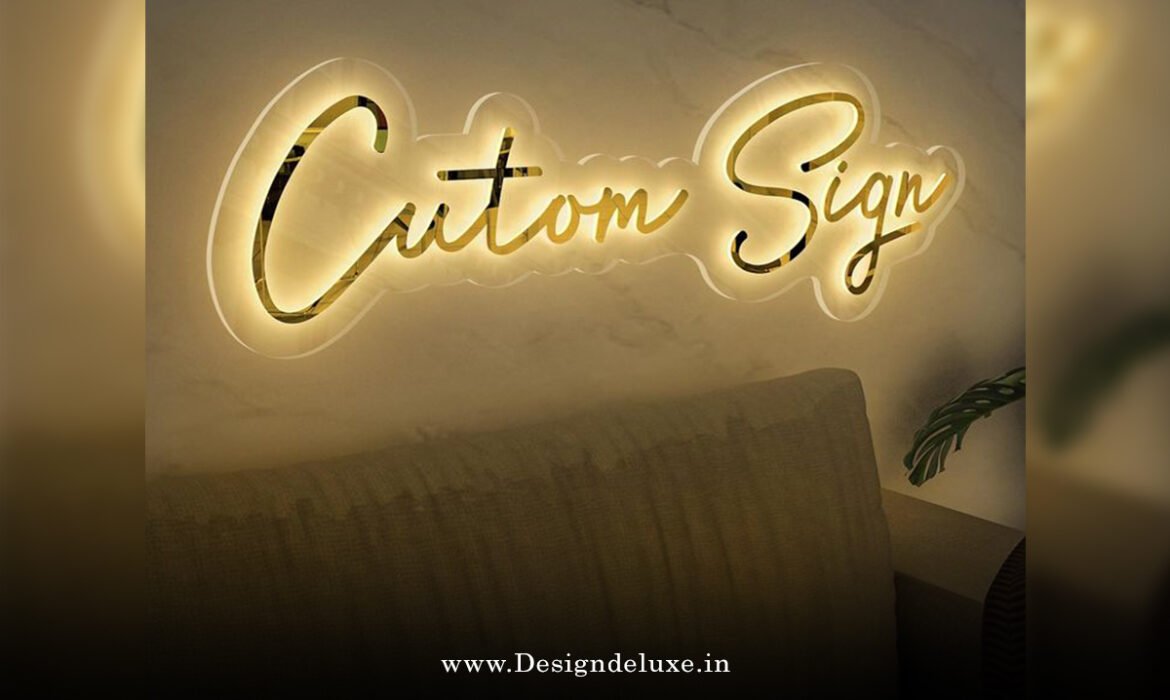 Edge lit acrylic led signage for office lobby