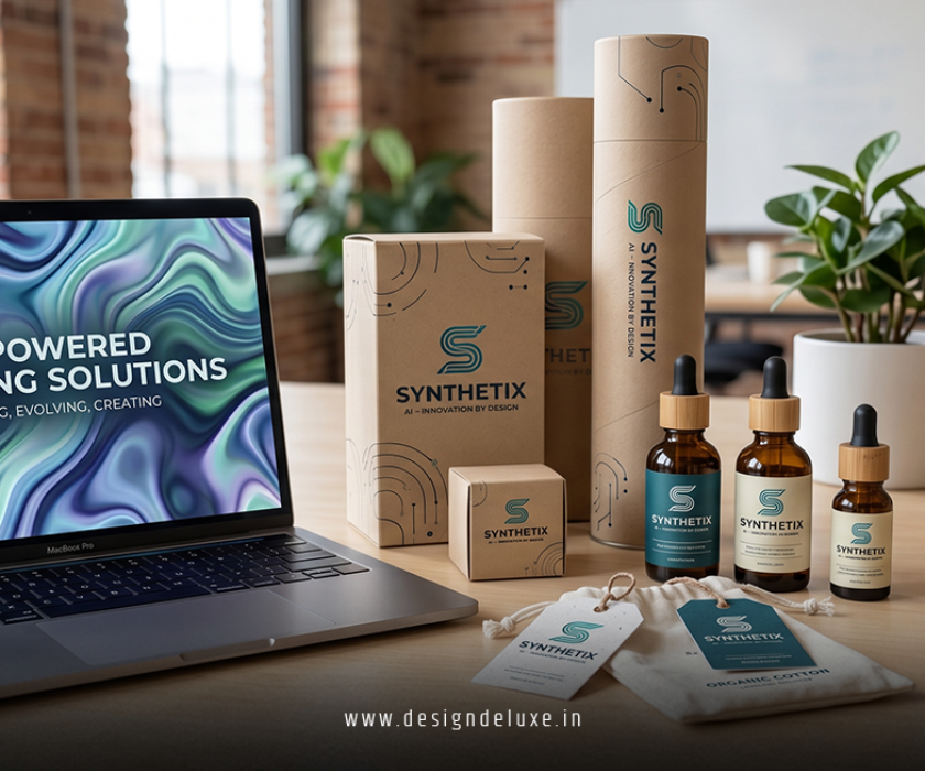 AI generated branding package with social media ads motion graphics and eco friendly packaging