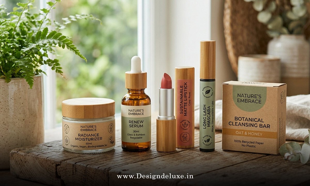 Eco-friendly cosmetics packaging design with sustainable materials