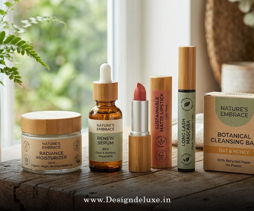Eco-friendly cosmetics packaging design with sustainable materials