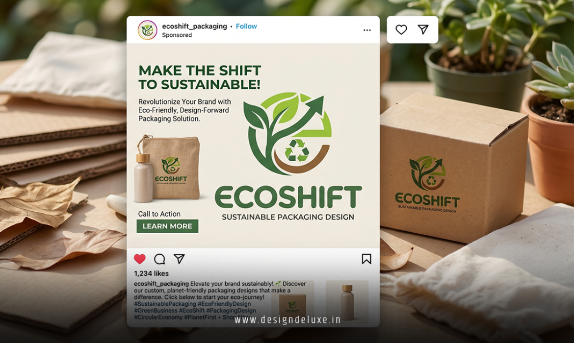 Sustainable eco packaging design with social media ads
