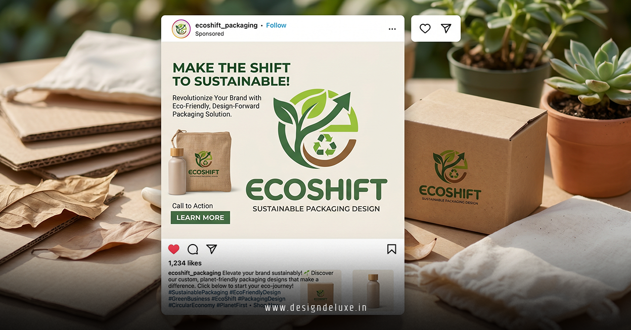 Sustainable eco packaging design with social media ads