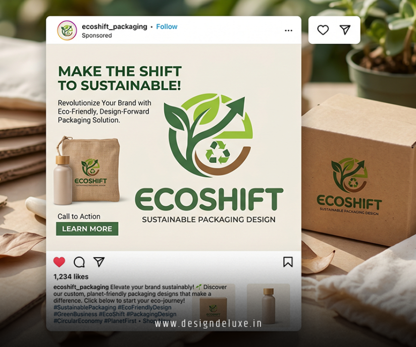 Sustainable eco packaging design with social media ads