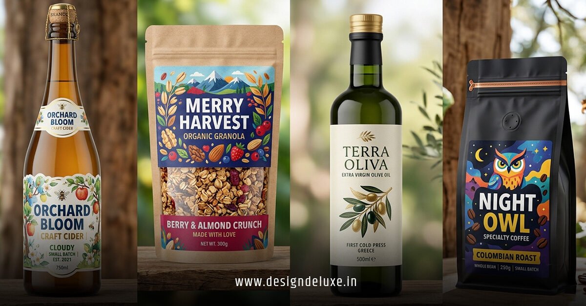 Creative product packaging and label design for food and beverage brands