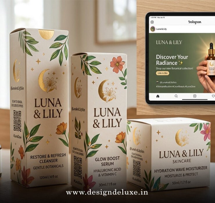 Custom brand packaging design with social media ads integration
