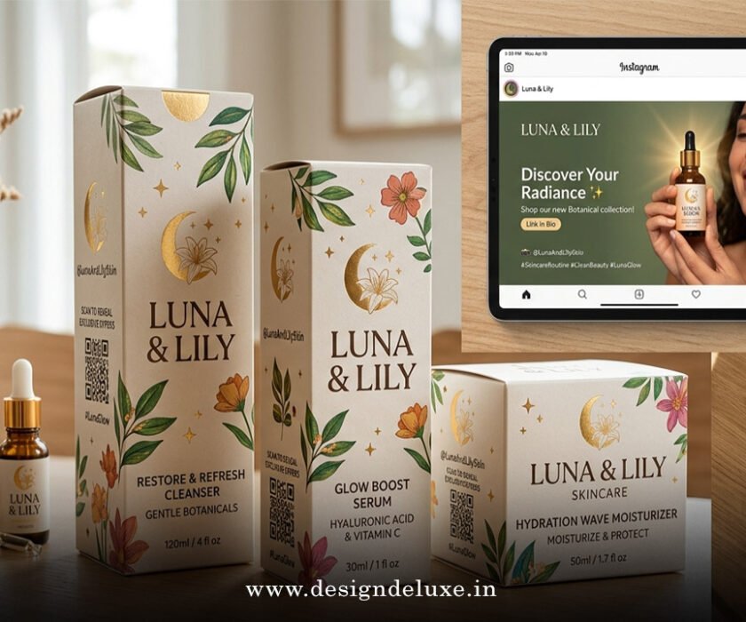 Custom brand packaging design with social media ads integration
