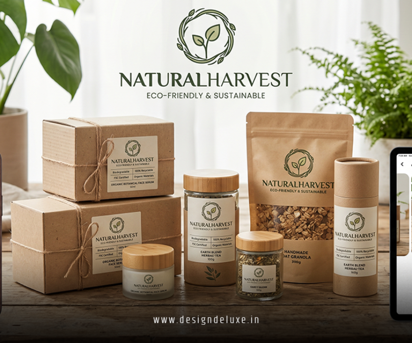 Sustainable Brand Packaging Design with Eco Friendly Logo and Social Media Ads
